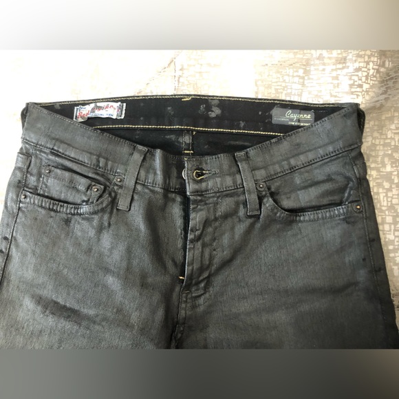 Red engine Cayenne Low rise skinny Jeans, Black coated, size 30 - Picture 4 of 8